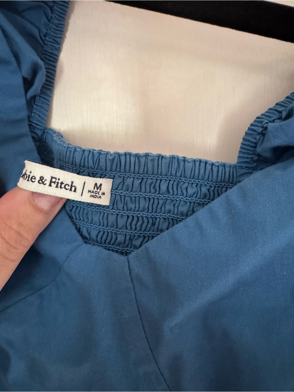 Abercrombie & Fitch Blue Cap Puff Sleeve Poplin Crop Top Size M - Picture 5 of 7